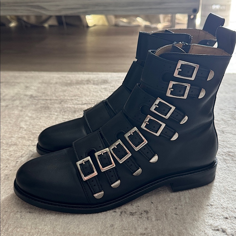 MAJE leather ankle moto boots like new size 37